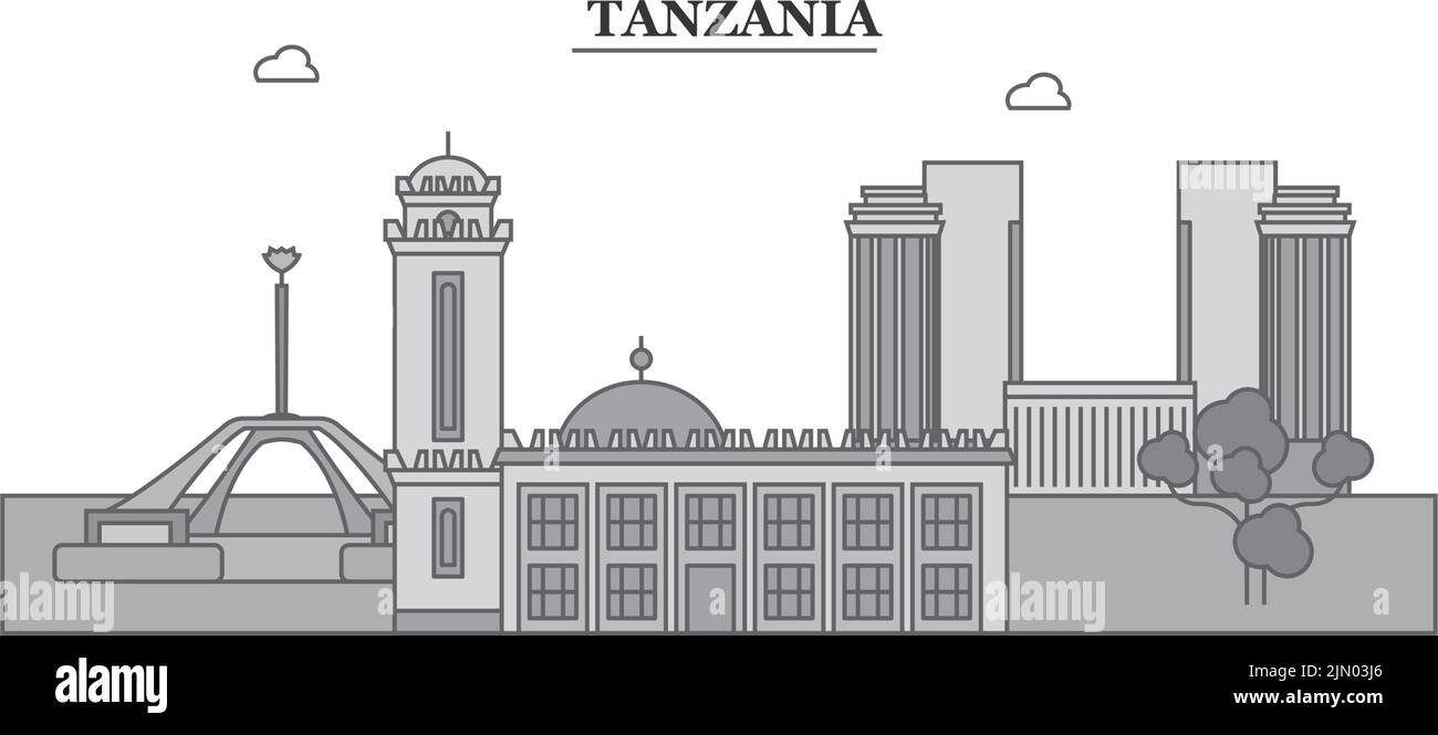 Illustration vectorielle isolée de la ville tanzanienne, icônes Illustration de Vecteur