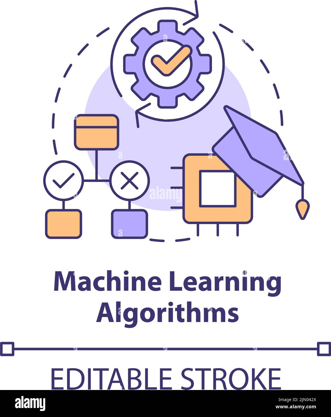 Icône de concept d'algorithmes d'apprentissage machine Illustration de Vecteur