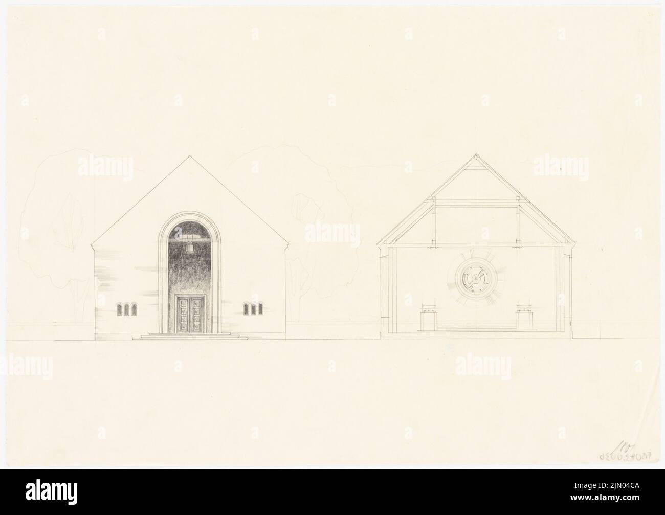 Böhmer Franz (1907-1943), Runow (1939-1939): Vue, coupe. Crayon sur transparent, 31,8 x 45,1 cm (y compris les bords de balayage) Böhmer & Petrich : Feierstätte Runow Banque D'Images