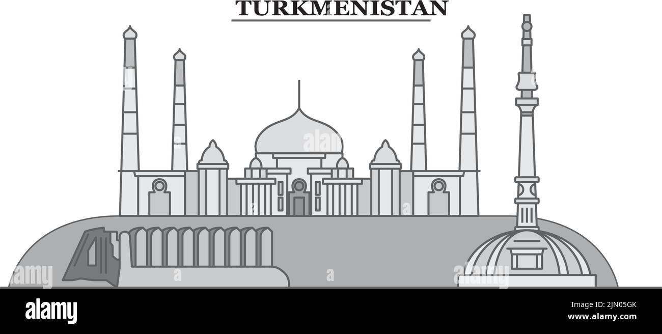 Illustration vectorielle isolée de la ville de Turkménistan, icônes Illustration de Vecteur