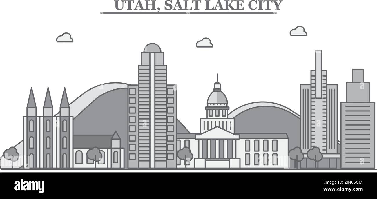 États-Unis, Salt Lake City Skyline illustration vectorielle isolée, icônes Illustration de Vecteur