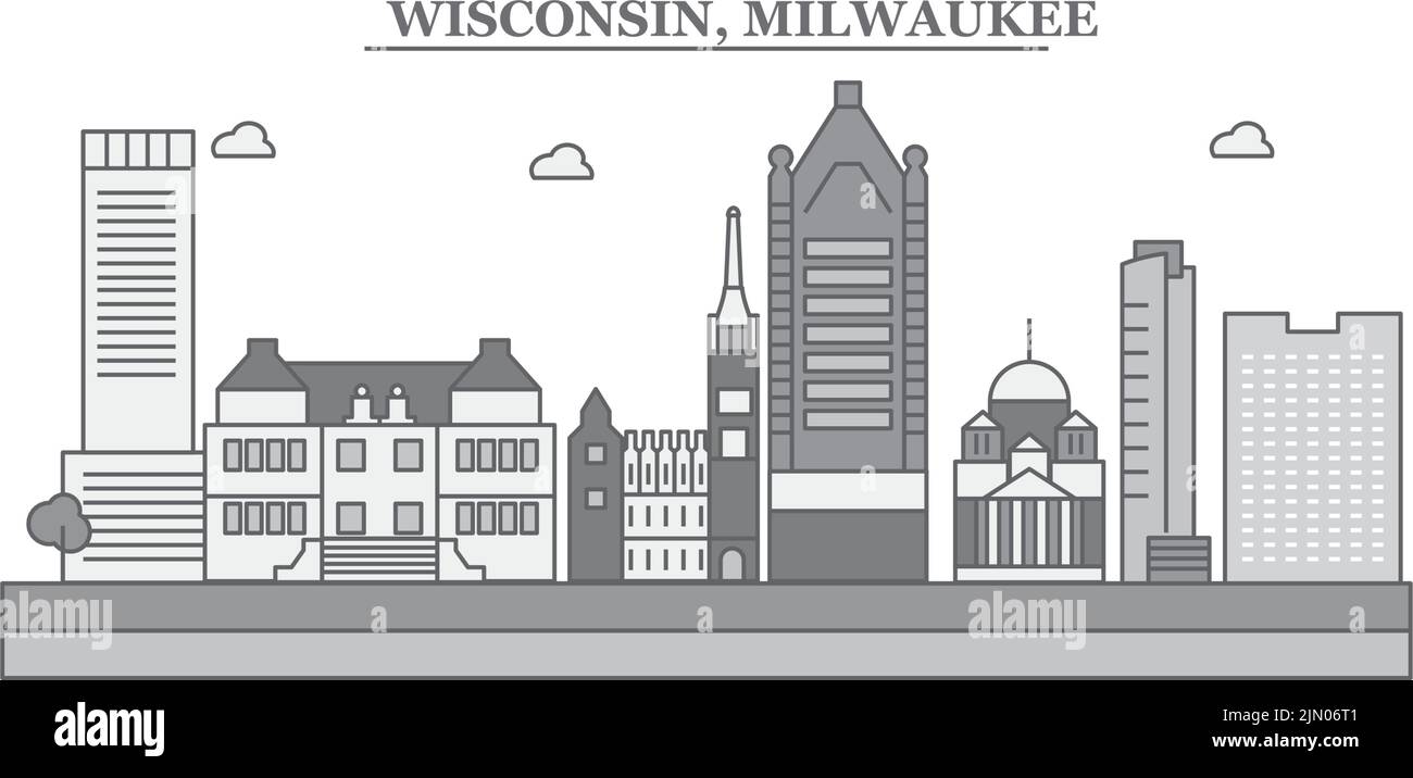 États-Unis, Milwaukee City Skyline illustration vectorielle isolée, icônes Illustration de Vecteur
