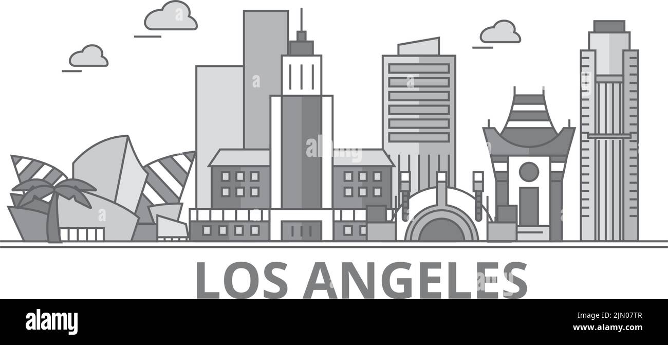 États-Unis, Los Angeles ville horizon isolé illustration vectorielle, icônes Illustration de Vecteur