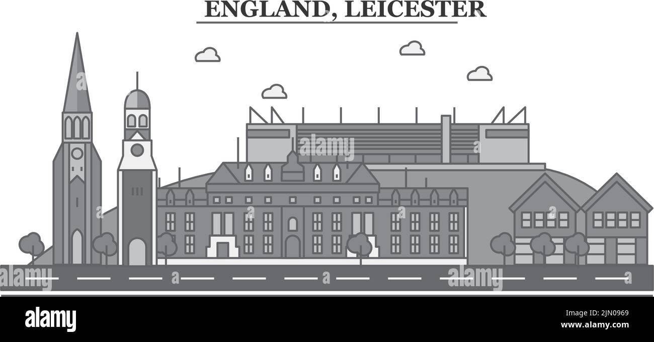Royaume-Uni, Leicester City Skyline illustration vectorielle isolée, icônes Illustration de Vecteur