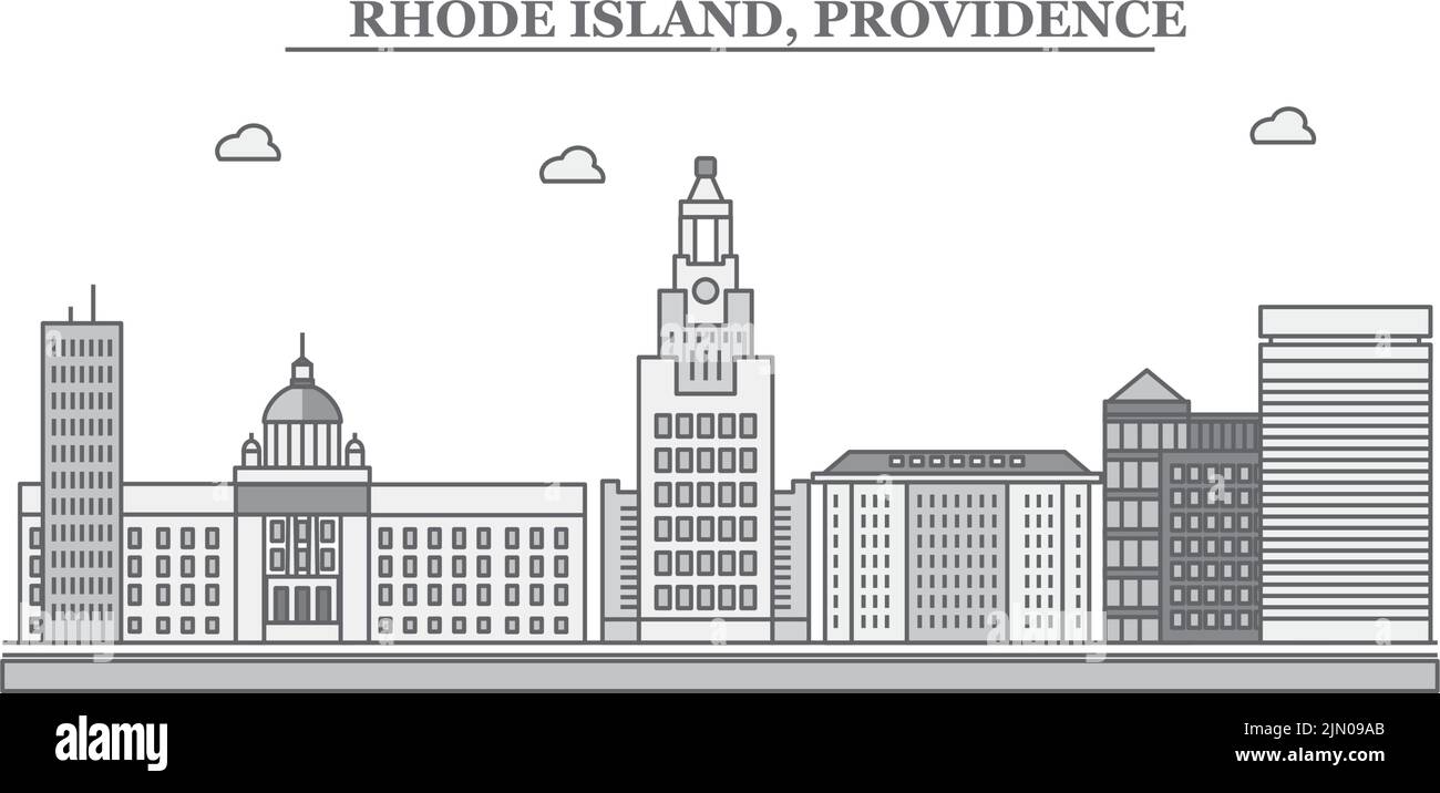 Etats-Unis, illustration vectorielle isolée horizon de la ville de Providence, icônes Illustration de Vecteur