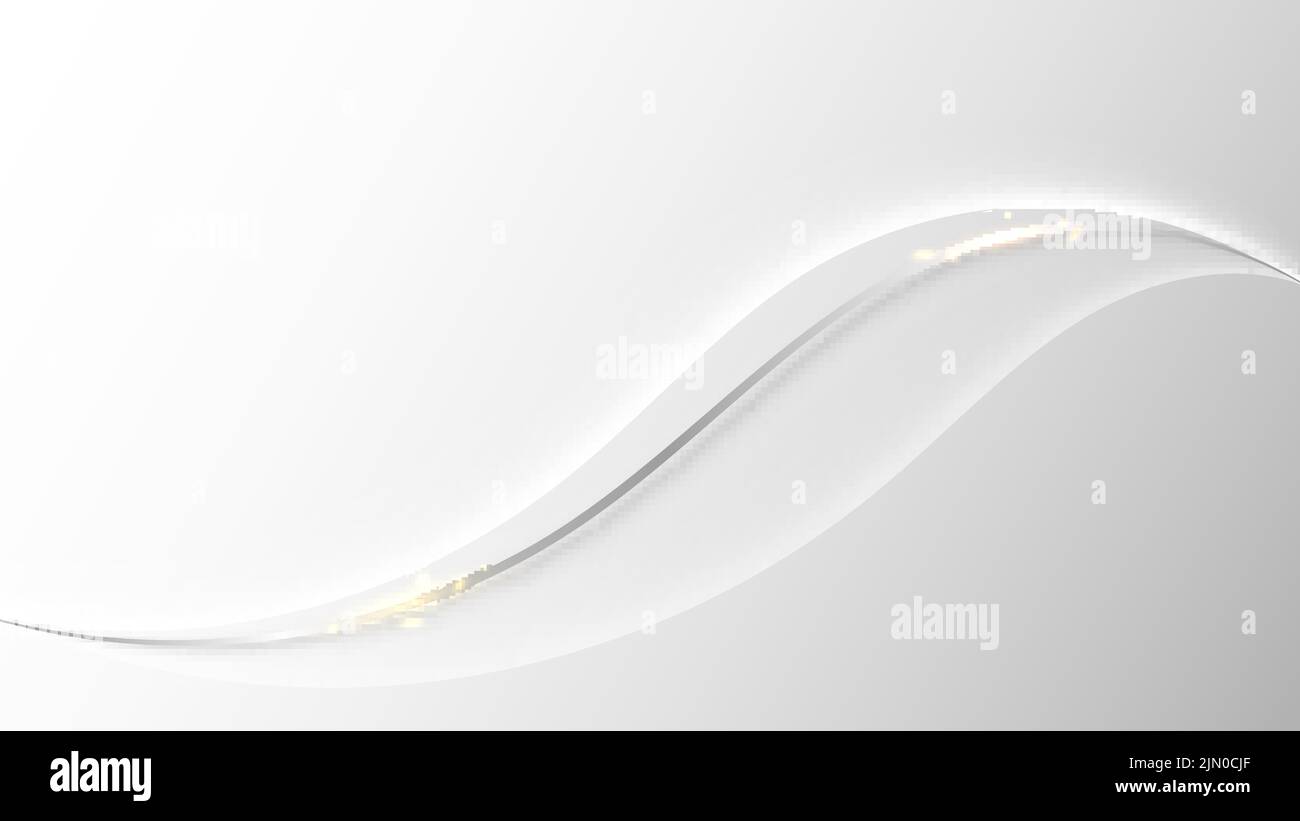 Lignes ondulées abstraites blanches et grises avec effet de lumière sur un arrière-plan propre et luxueux. Illustration vectorielle Illustration de Vecteur