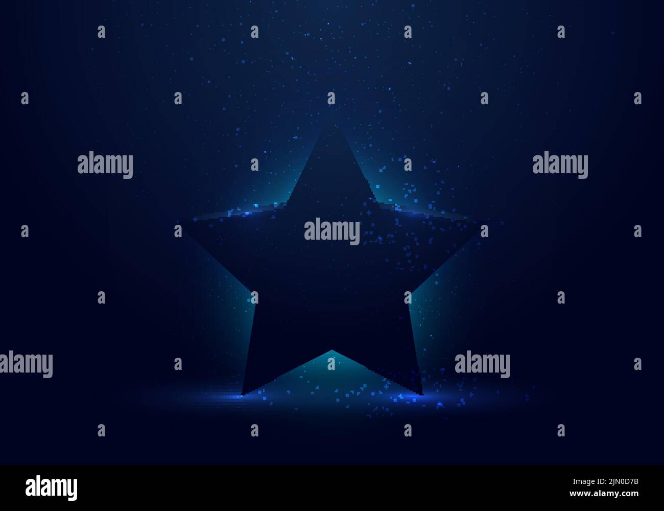 3D étoiles bleues avec lumière éclatante sur fond sombre et éclaboussures de poussière. Illustration vectorielle Illustration de Vecteur