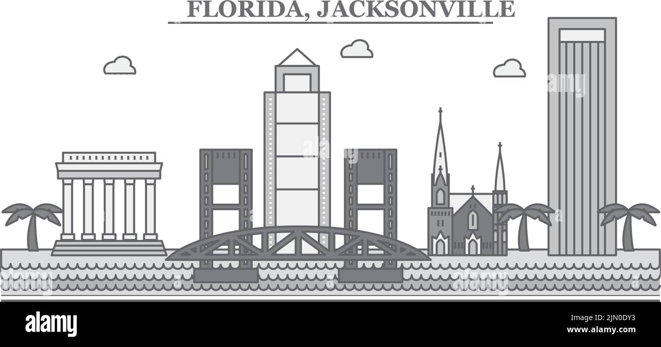 États-Unis, illustration vectorielle isolée de la ville de Jacksonville, icônes Illustration de Vecteur