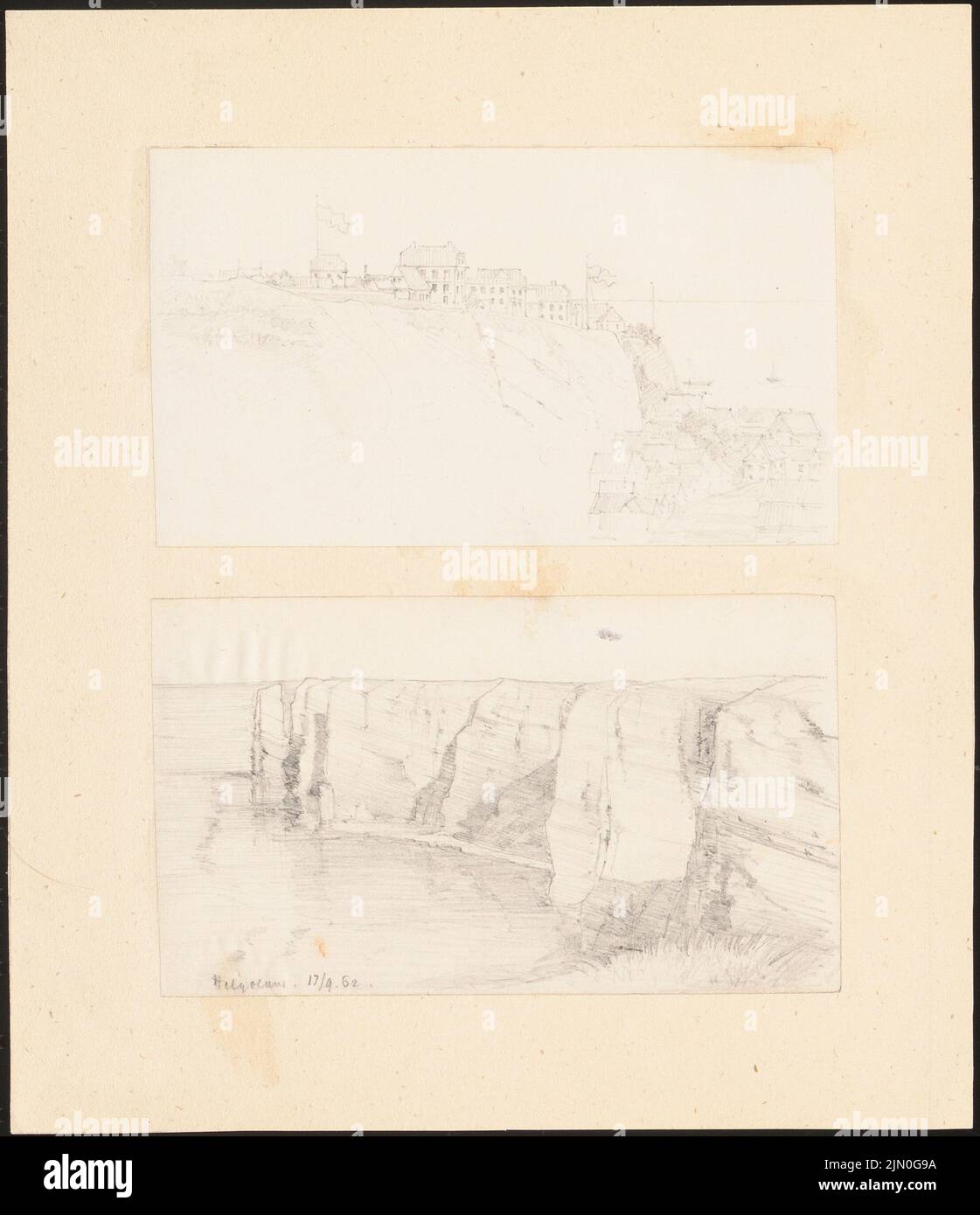 Koch Friedrich (1828-1922), études de voyage en Allemagne 1851-53 (17 septembre 1862): Helgoland: Perspectives. Crayon sur papier, 21,7 x 18,7 cm (y compris les bords de numérisation) Koch Friedrich (1828-1922): Reisestudien aus Deutschland 1851-53 Banque D'Images