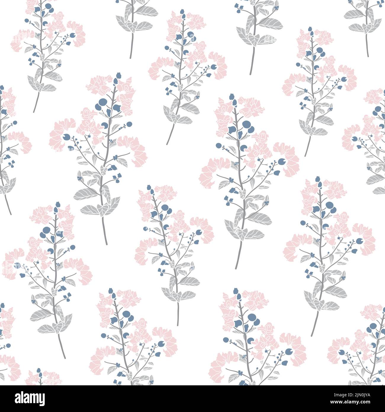 Élégantes branches florales roses grises sur tissu léger. Motif vectoriel sans couture. Arrière-plan délicat du motif de répétition rétro. Idéal pour toutes les utilisations Illustration de Vecteur