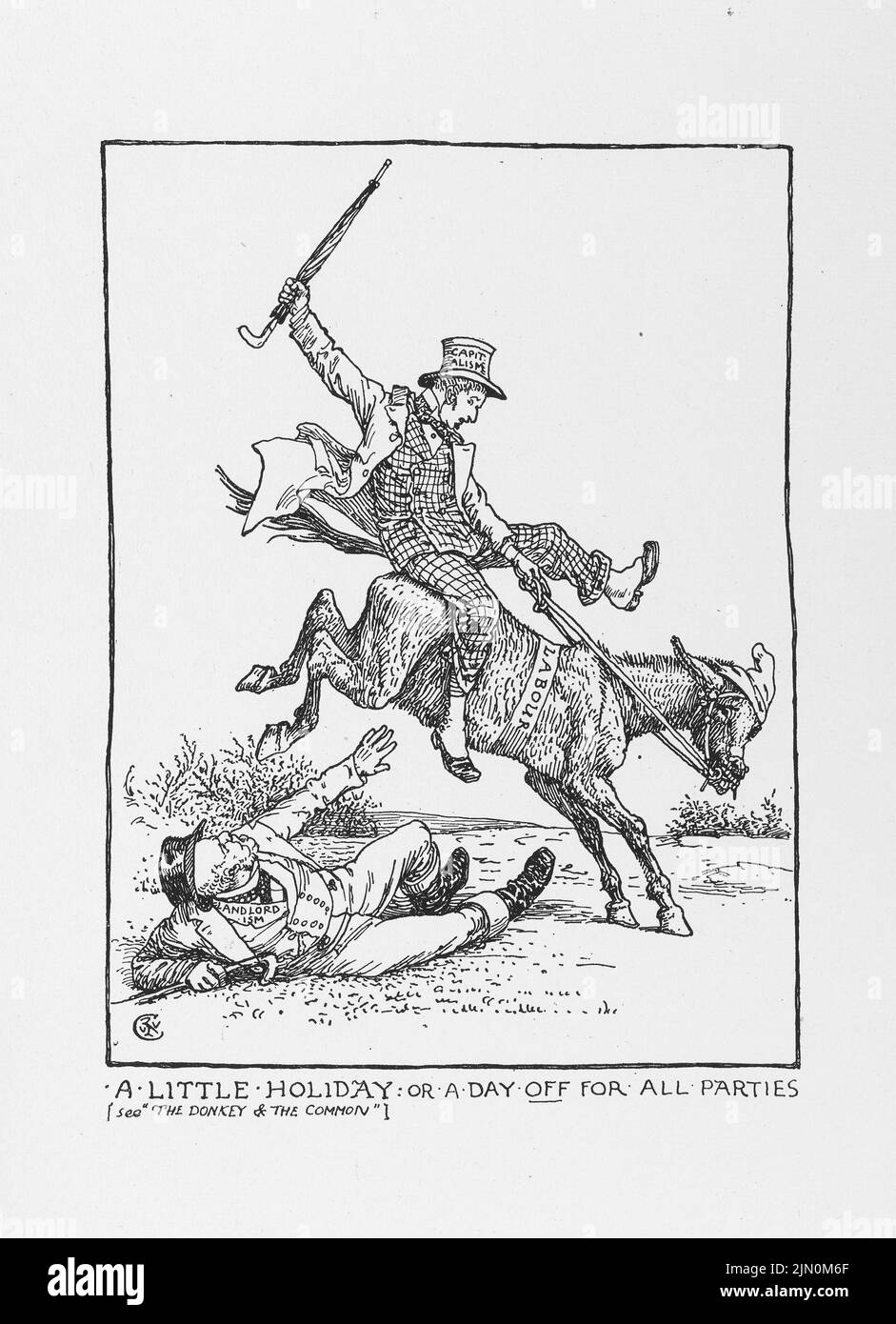 Des vacances ou Une journée de congé pour toutes les fêtes. Illustration de Walter Crane de Cartoons pour la cause 1886-1896, travailleurs socialistes internationaux. Banque D'Images