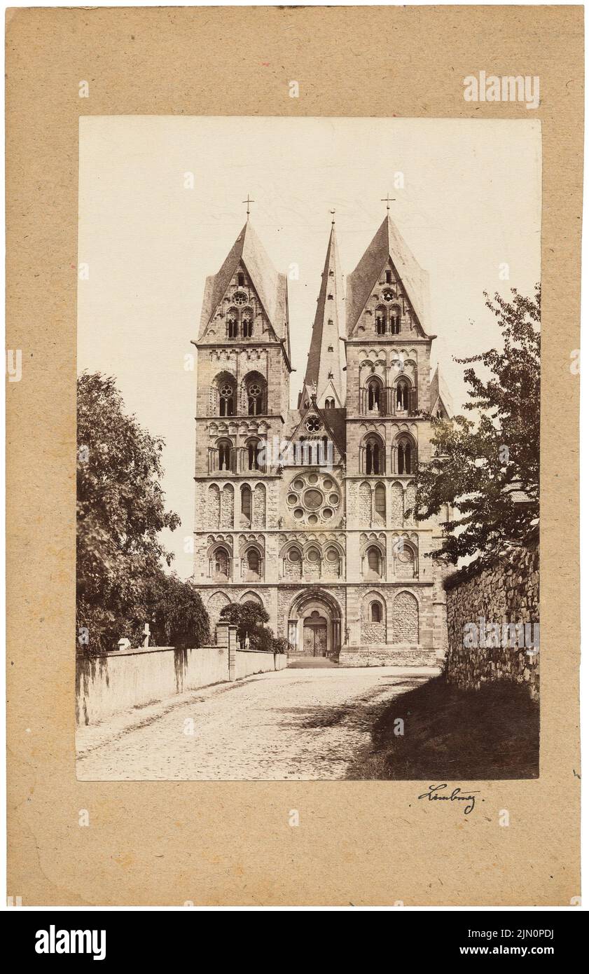 Photographe inconnu, cathédrale de Limbourg (sans dat.): Front occidental. Photo, 29,5 x 19,1 cm (y compris les bords de numérisation) Unbek. Fotograf : Limburger Dom (ohne DAT.) Banque D'Images