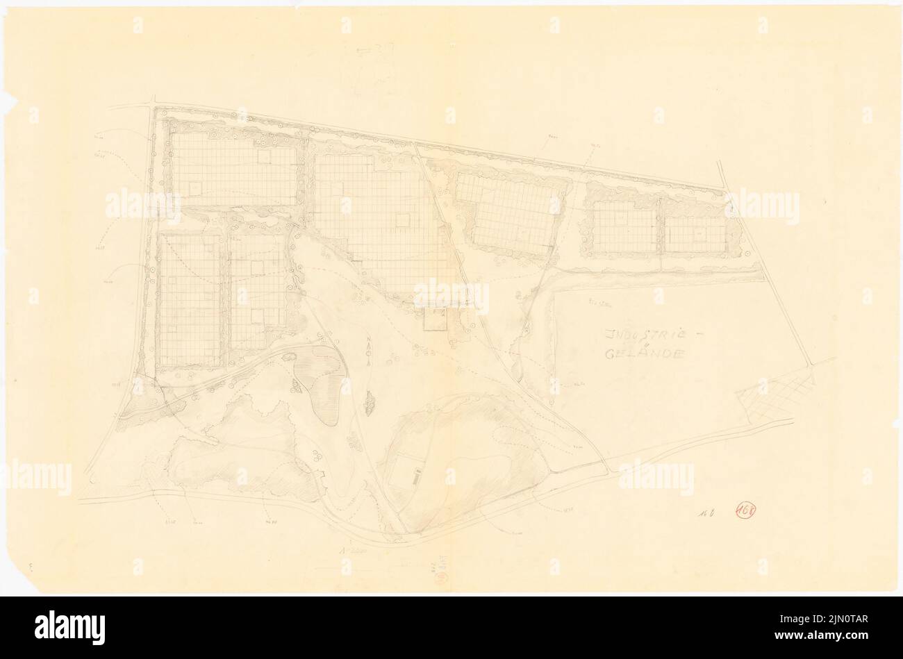 N.N., colonie de jardins d'allotement (sans date): Plan du site 1: 2500. Crayon sur papier, 77,8 x 117,7 cm (y compris les bords de numérisation) N. : Kleingartenkolonie Banque D'Images