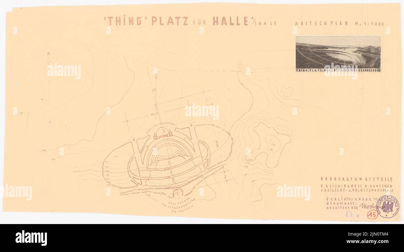 Moshauer, Thing-Platz, Halle/Saale (1934): Plan du site. Rupture de lumière sur papier, 34,5 x 62,1 cm (y compris les bords de balayage) Moshauer : Thing-Platz, Halle/Saale Banque D'Images