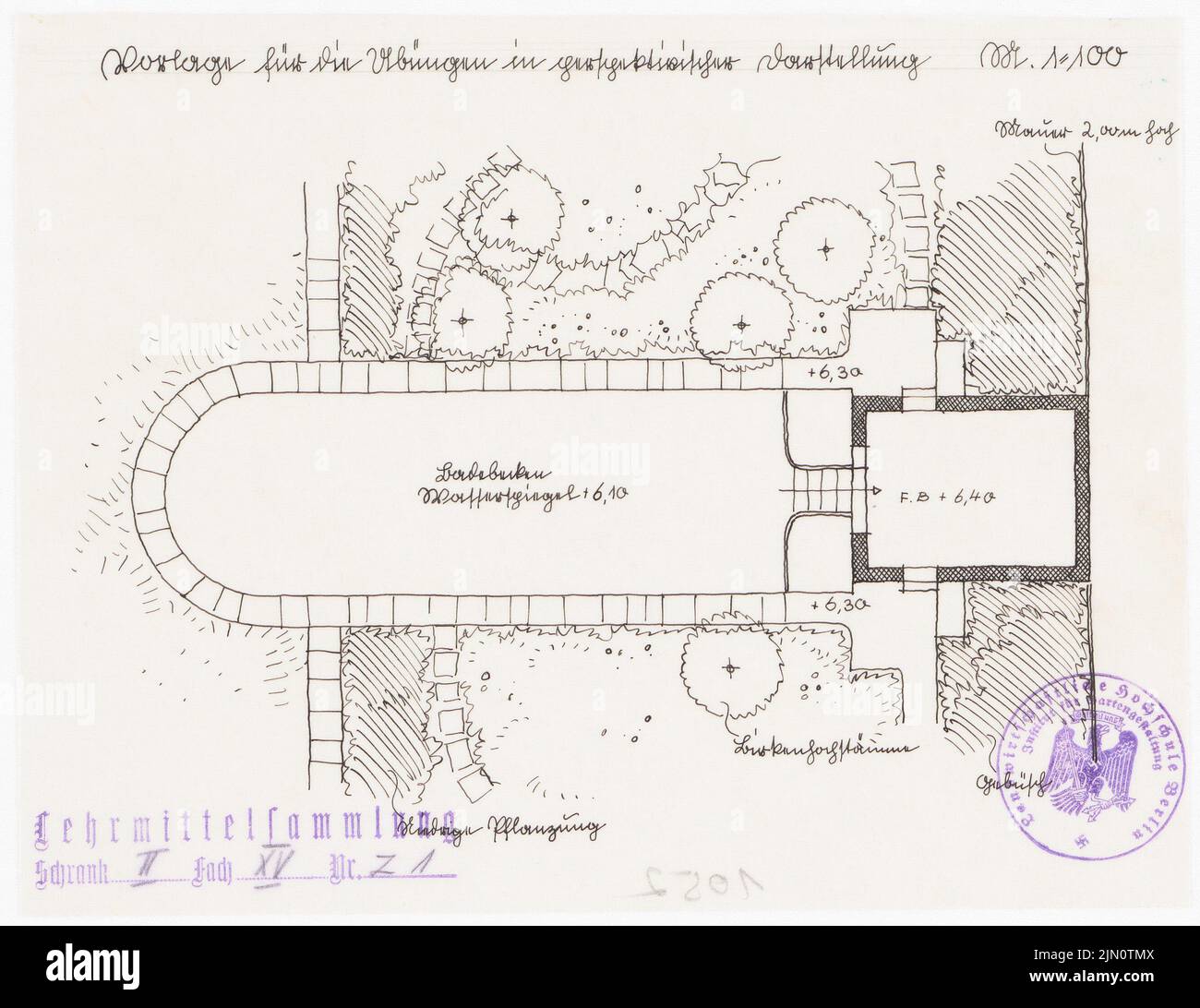 N.N., dessins de jardin (sans date): Plan d'étage. Encre sur papier, 17,4 x 22,6 cm (y compris les bords de numérisation) N. : Gartenentwürfe Banque D'Images