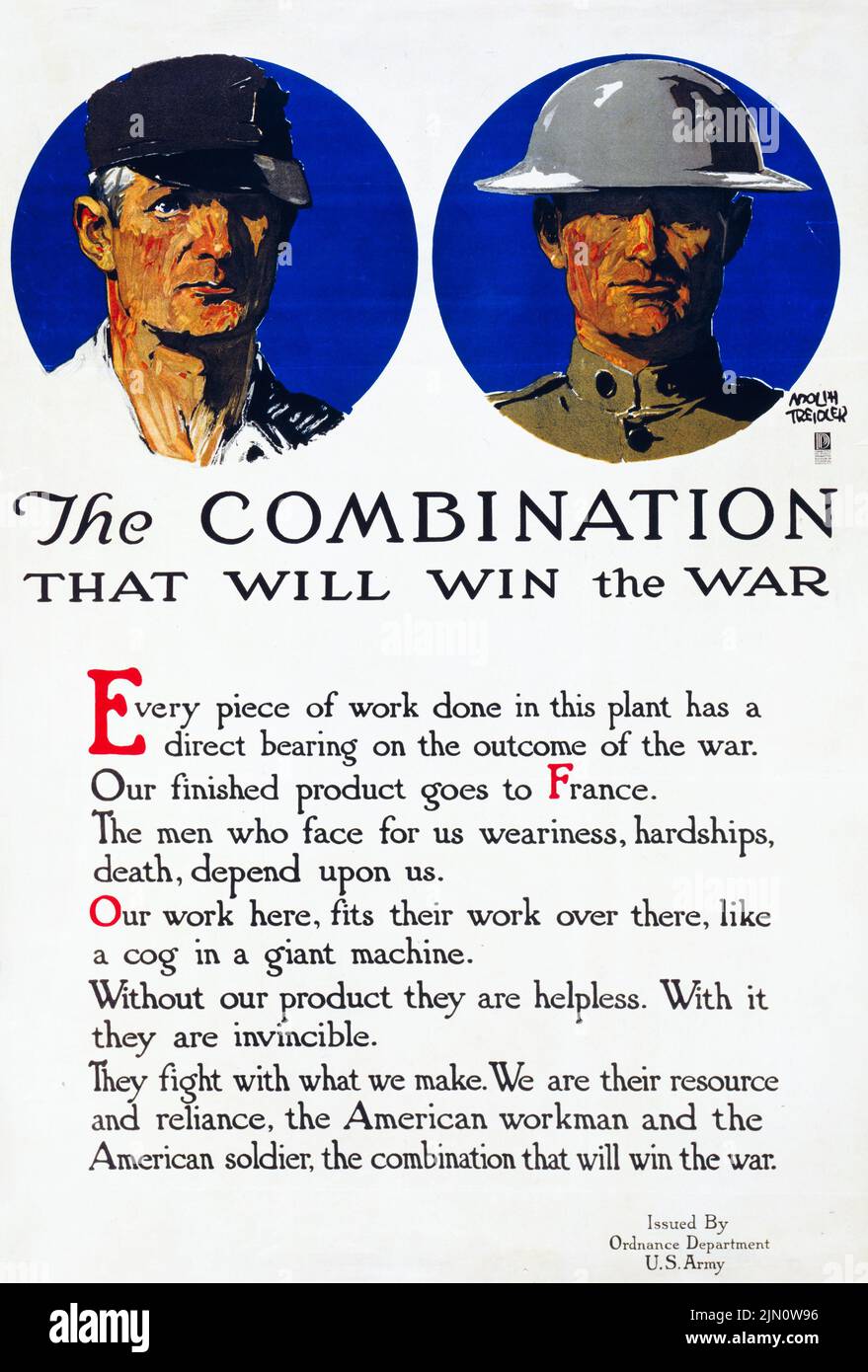 La combinaison qui va gagner la guerre (1917) affiche de l'ère américaine de la première Guerre mondiale par Adolph Treidler Banque D'Images
