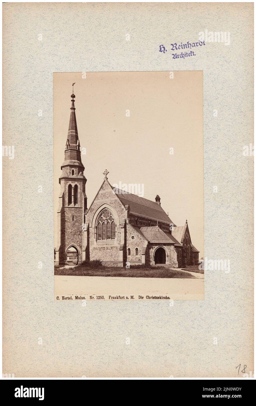 Hertel Carl (1832-1906), Christuskirche à Francfort-sur-le-main (sans date): Voir. Photo sur carton, 24,5 x 16,5 cm (y compris les bords de numérisation) Hertel Carl (1832-1906): Christuskirche à Francfort-sur-le-main (ohne DAT.) Banque D'Images