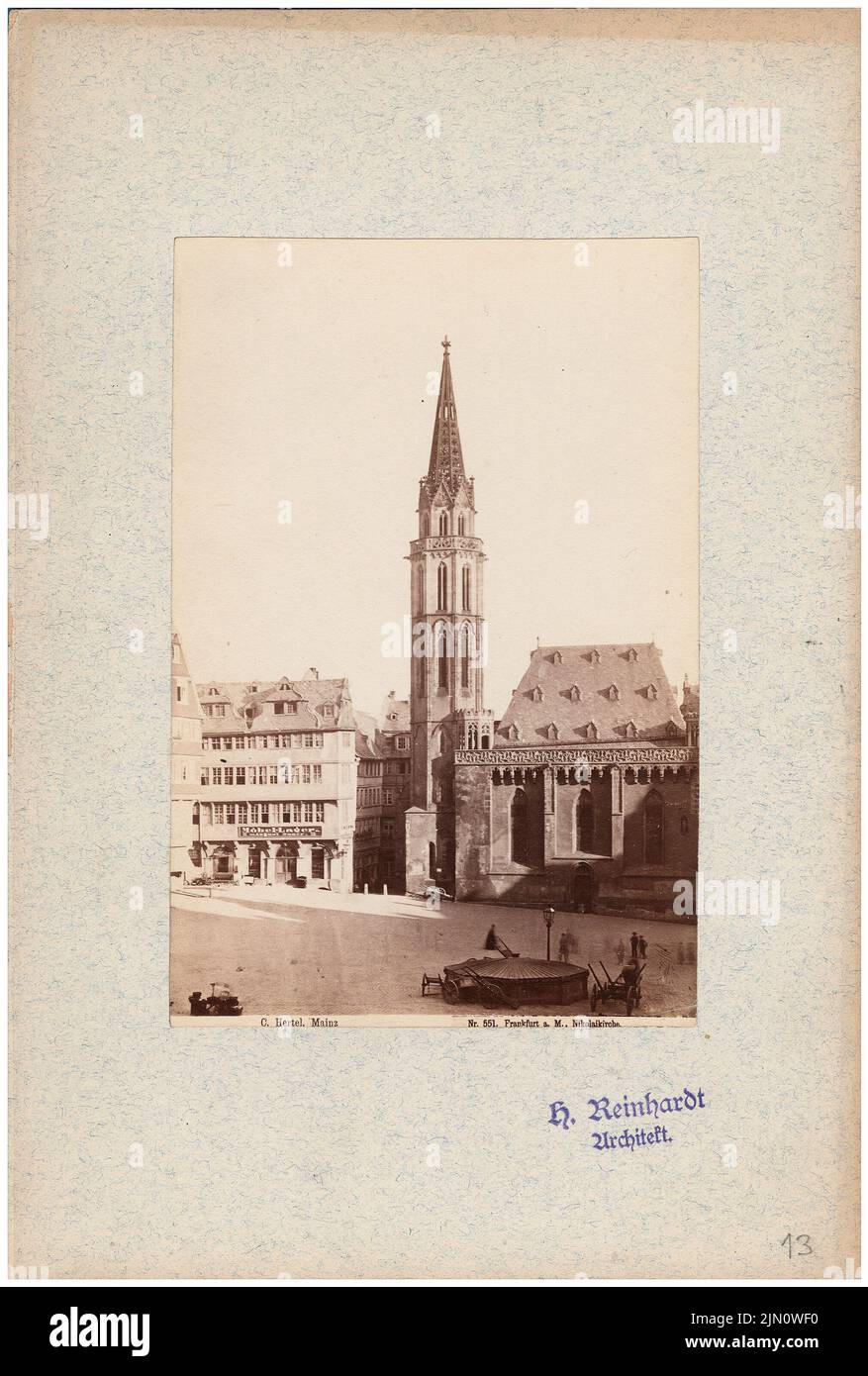 Hertel Carl (1832-1906), Nikolaikirche à Francfort-sur-le-main (sans dat.): Vue. Photo sur carton, 24,5 x 16,5 cm (y compris les bords de numérisation) Hertel Carl (1832-1906): Nikolaikirche à Francfort-sur-le-main (ohne DAT.) Banque D'Images