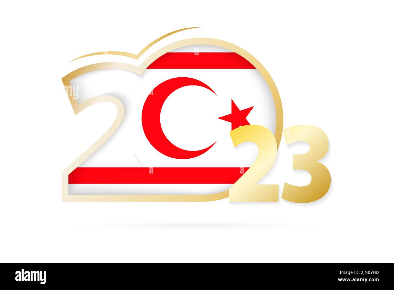 Année 2023 avec drapeau nord de Chypre. Illustration vectorielle. Illustration de Vecteur
