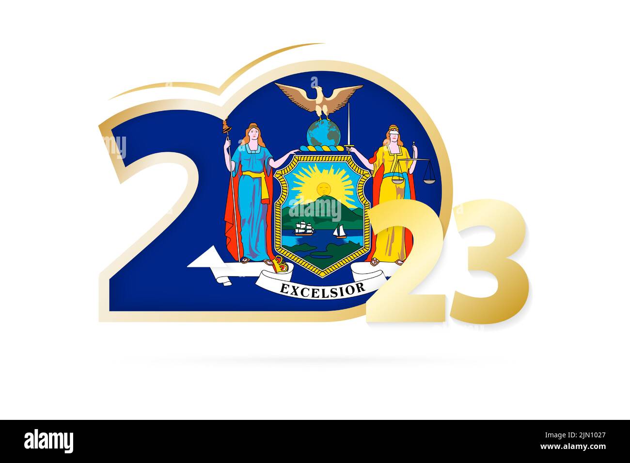Année 2023 avec motif New York Flag. Illustration vectorielle. Illustration de Vecteur