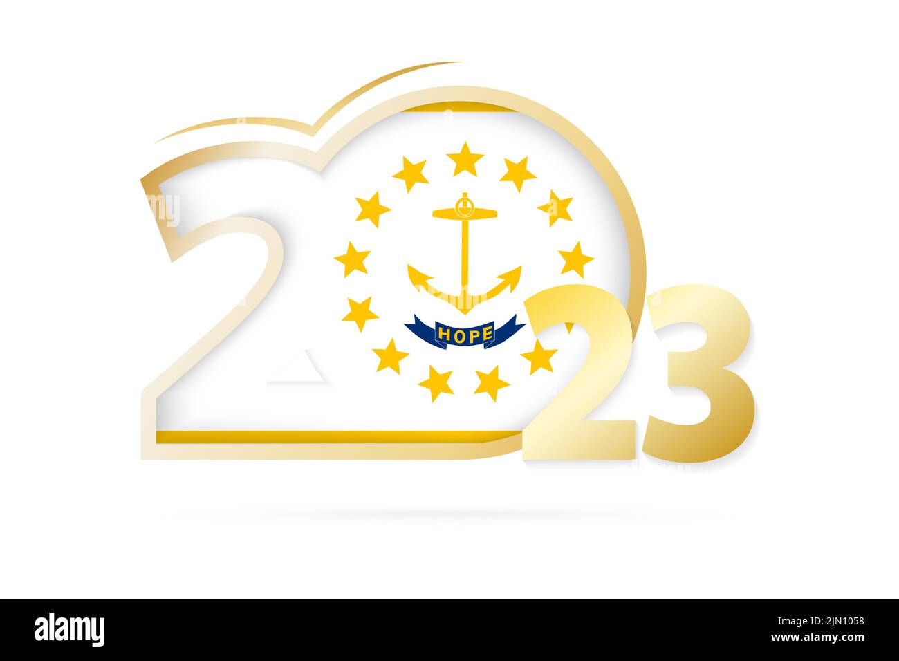 Année 2023 avec motif drapeau de Rhode Island. Illustration vectorielle. Illustration de Vecteur