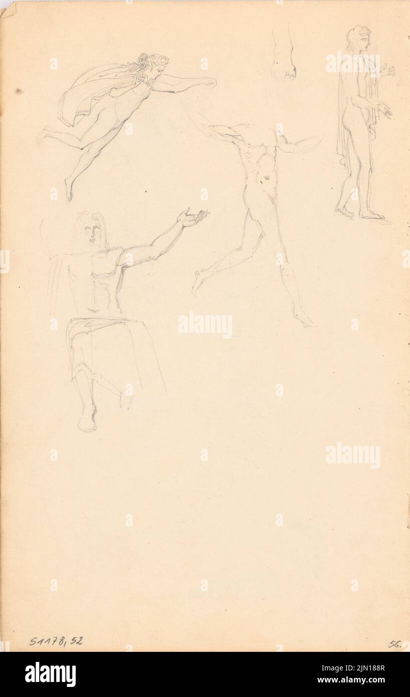 Titz Oskar (1845-1887), sketchbook (sans date): Croquis figuraques. Crayon sur papier, 21,7 x 13,7 cm (y compris les bords de numérisation) Titz Oskar (1845-1887): Skizzenbuch Banque D'Images