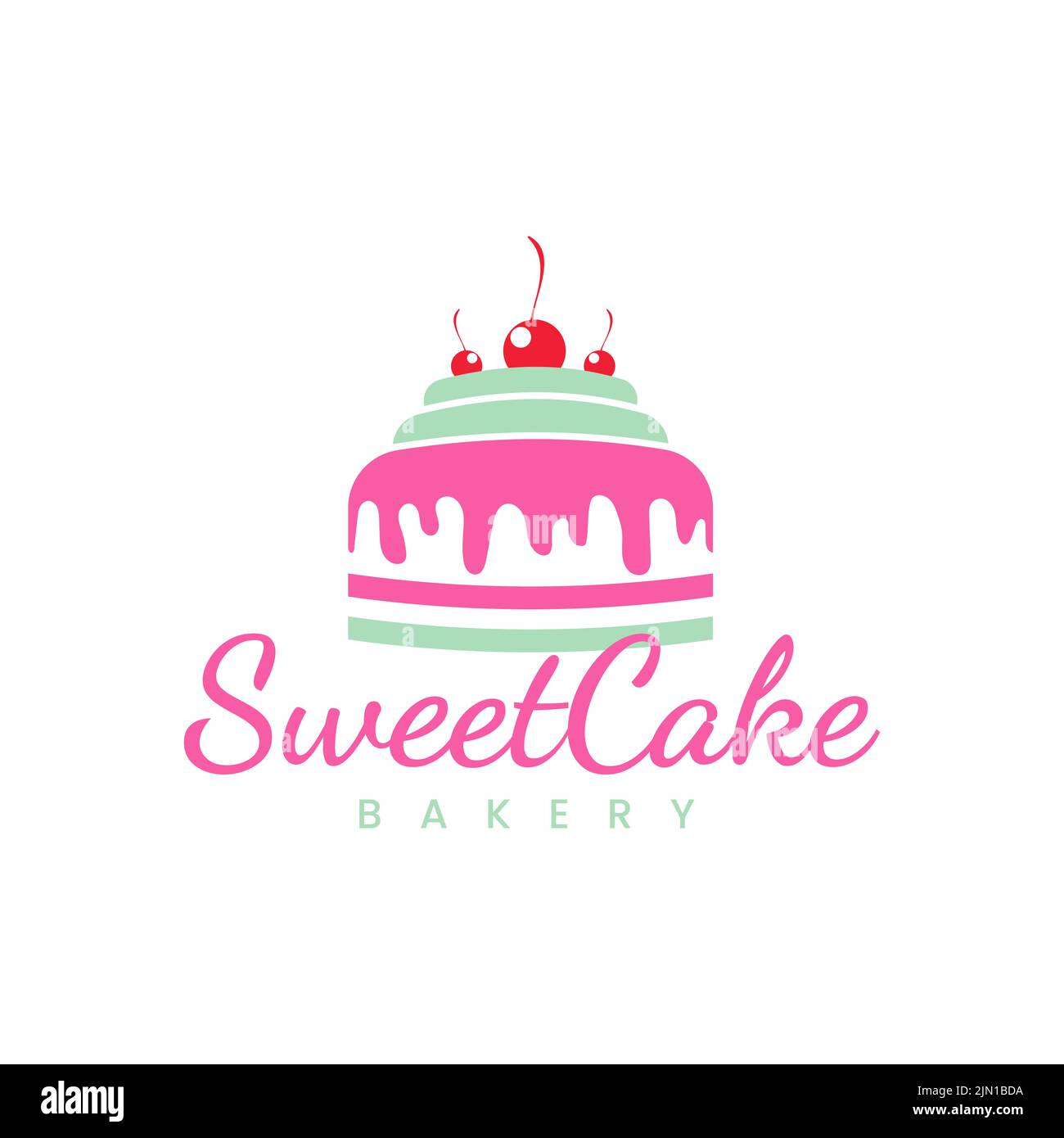 Logo Sweet Cake logo Cupcake icône, modèle de design vectoriel logo Sweet Shop illustration du gâteau avec cerise Illustration de Vecteur