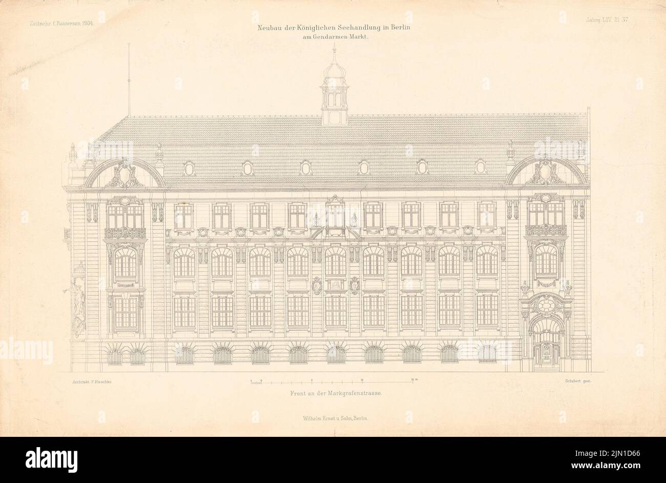 Kieschke Paul (1851-1905), traitement de la mer prussienne à Berlin. (De : Atlas au magazine for Building, éd. V. Ministry of public Works, JG. 54, 1904) (1904-1904): Vue de Markgrafenstraße. Pression sur papier, 29,8 x 45,5 cm (y compris les bords de balayage) Kieschke Paul (1851-1905): Preußische Seehandlung, Berlin. (AUS: Atlas zur Zeitschrift für Bauwesen, hrsg. V. Ministerium der öffentlichen Arbeiten, JG. 54, 1904) Banque D'Images