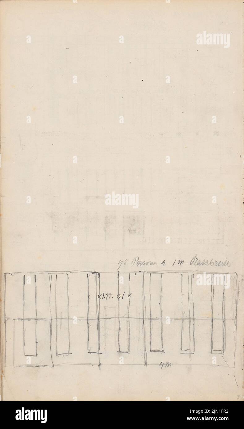 Gropius Martin (1824-1880), album de croquis 3: Bibliothèque universitaire, Greifswald (1871-1871): Plan d'étage. Crayon sur papier, 34,4 x 20,9 cm (y compris les bords de balayage) Gropius Martin (1824-1880): Skizzenalbum 3: Universitätsbibliothek, Greifswald Banque D'Images