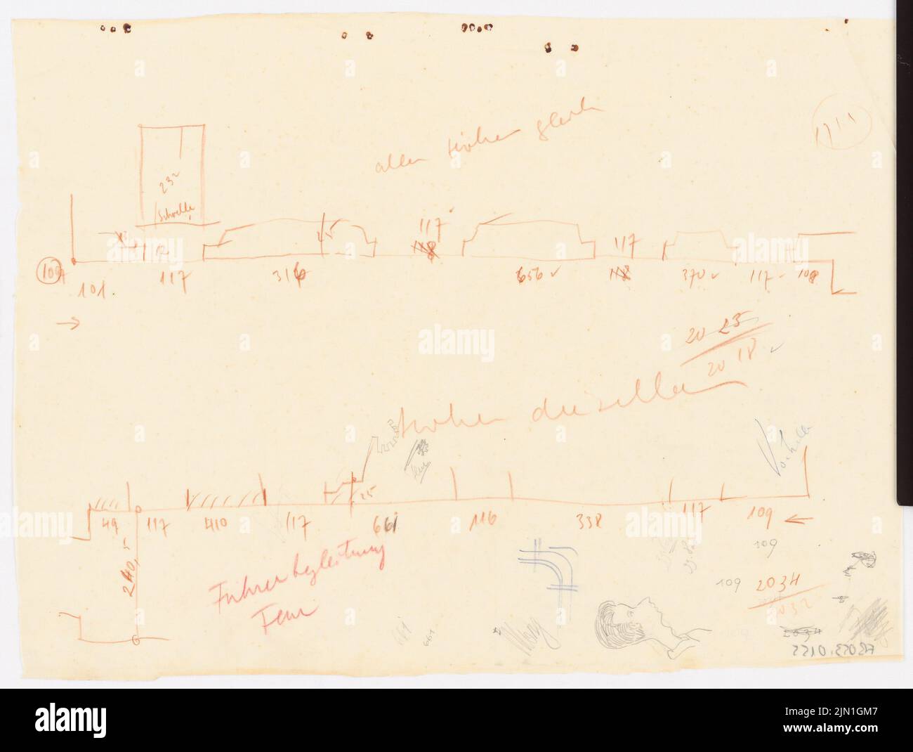 Böhmer Franz (1907-1943), Château de Poznan, Poznan (1939-1943): Contenu du plan N.N. détecté. Matériau/technologie N.N. Capturé, 31,6 x 41,9 cm (y compris les bords du balayage) Böhmer & Petrich : Schloss Posen, Posen. Umbau Banque D'Images