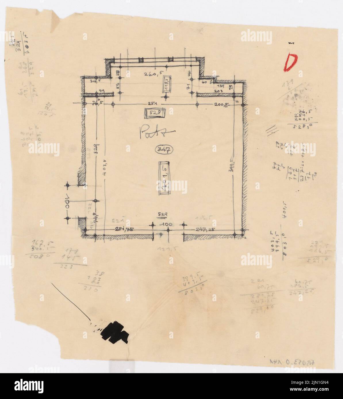 Böhmer Franz (1907-1943), Château de Poznan, Poznan (1939-1943): Contenu du plan N.N. détecté. Matériau/technologie N.N. Capturé, 35,7 x 32,8 cm (y compris les bords du balayage) Böhmer & Petrich : Schloss Posen, Posen. Umbau Banque D'Images