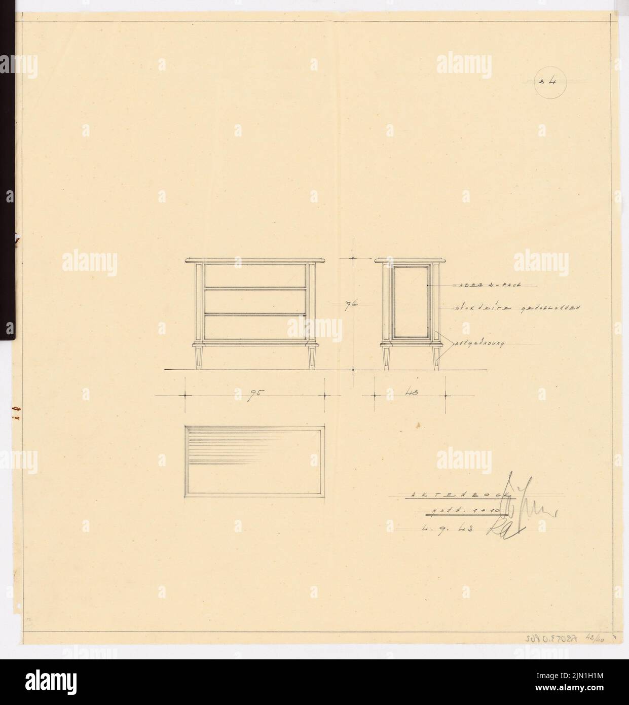 Böhmer Franz (1907-1943), Château de Poznan, Poznan (1939-1943): Contenu du plan N.N. détecté. Matériel/technologie N.N. enregistré, 44,7 x 42,7 cm (y compris les bords de balayage) Böhmer & Petrich : Schloss Posen, Posen. Umbau Banque D'Images