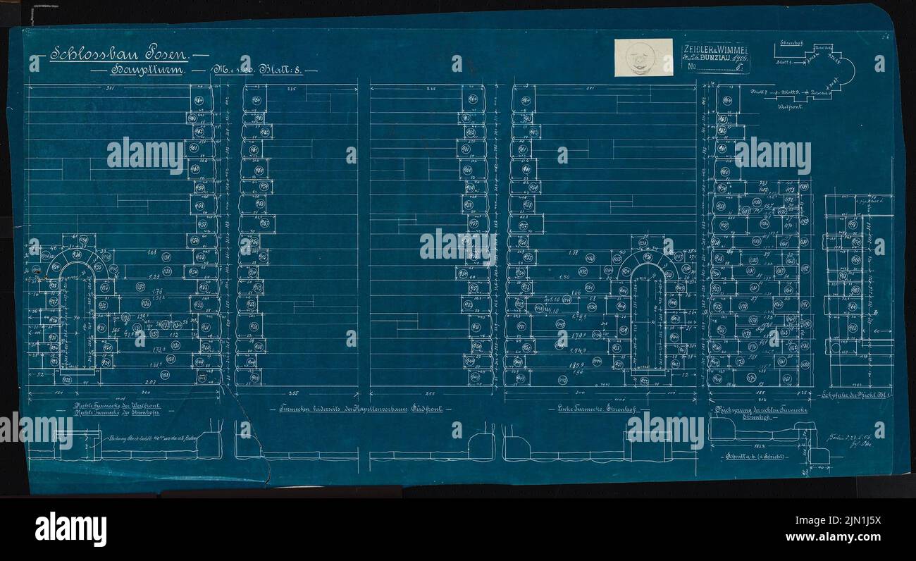 Böhmer Franz (1907-1943), Château de Poznan, Poznan (1939-1943): Contenu du plan N.N. détecté. Matériau/technologie N.N. Capturées, 51,8 x 95,3 cm (avec bords de numérisation) Zeidler & Wimmel, Berlin (geb. 1853): Königliches Residenzschloss Posen, Posen Banque D'Images