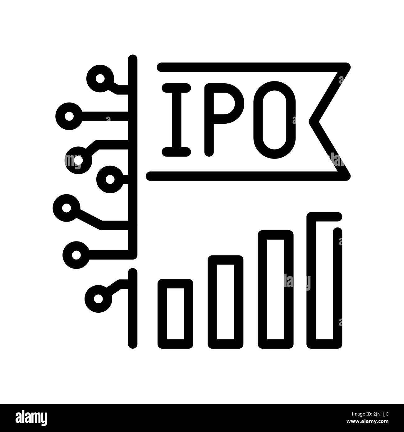 Icône de ligne de couleur de signe IPO. Offre publique initiale. Pictogramme pour page Web. Illustration de Vecteur