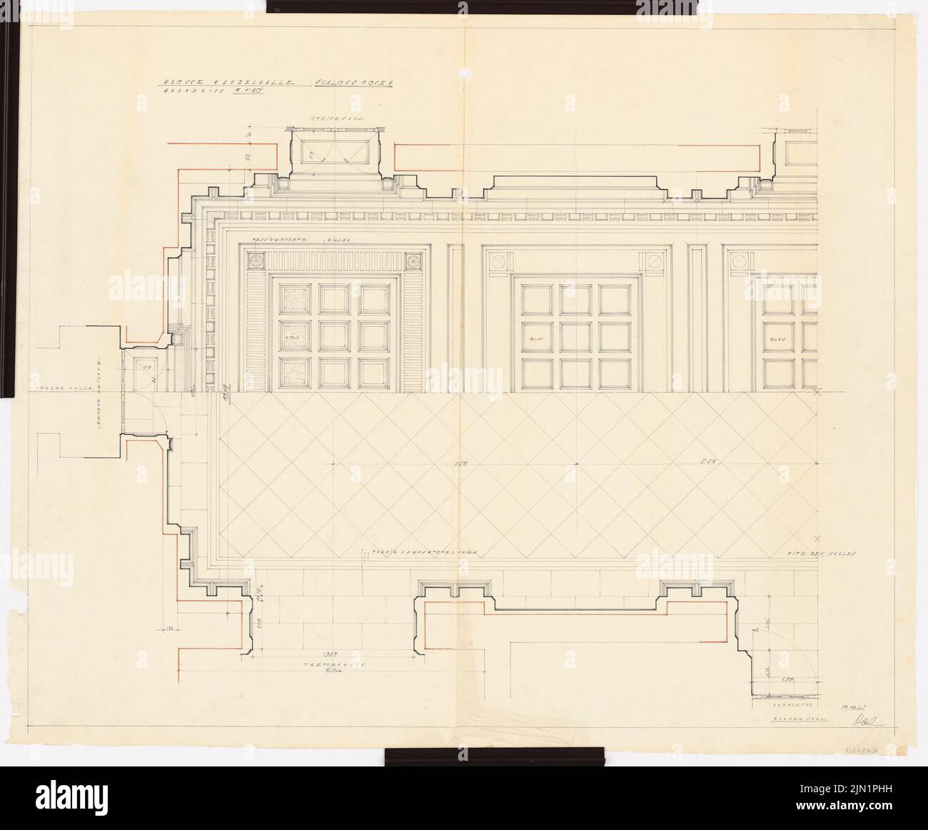 Böhmer Franz (1907-1943), Château de Poznan, Poznan (1939-1943): Contenu du plan N.N. détecté. Matériau/technologie N.N. Capturé, 87,4 x 105,8 cm (y compris les bords du balayage) Böhmer & Petrich : Schloss Posen, Posen. Umbau Banque D'Images