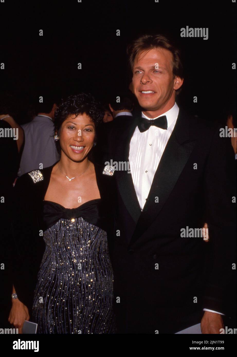 Marc Singer et Haunani Minn participant au deuxième prix Stuntman annuel sur 22 mars 1986 aux studios KTLA de Los Angeles, Californie Credit: Ralph Dominguez/MediaPunch Banque D'Images