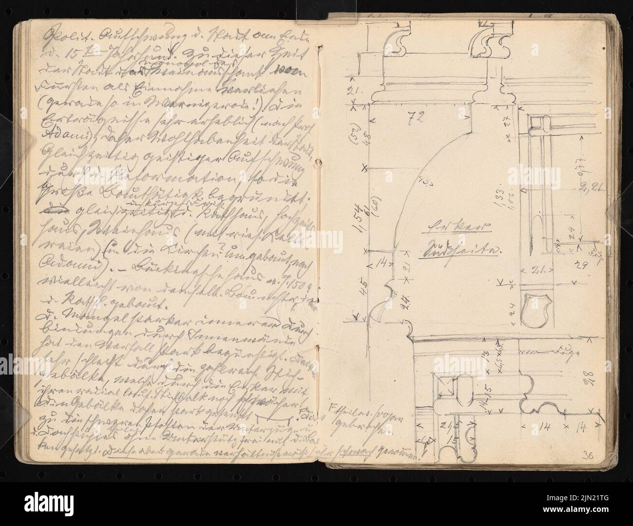 Lehmgrübner Paul (1855-1916), sketchbook: Rathäuser Bocholt, Wernigerode, Goslar, Alsfeld (sans date): Rathaus Alsfeld. Détail de façade, texte explicatif. Crayon sur papier, 17,3 x 22,7 cm (y compris les bords de numérisation) Lehmgrübner Paul (1855-1916): Skizzenbuch: Rathäuser Bocholt, Wernigerode, Goslar, Alsfeld Banque D'Images