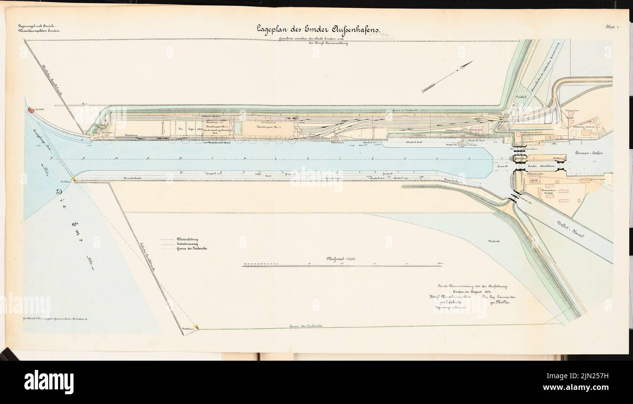 N.N., port extérieur, Emden : Ministère 1 : 2000. Lithographie colorée sur papier, 55,5 x 97,5 cm (y compris les bords de numérisation) Banque D'Images