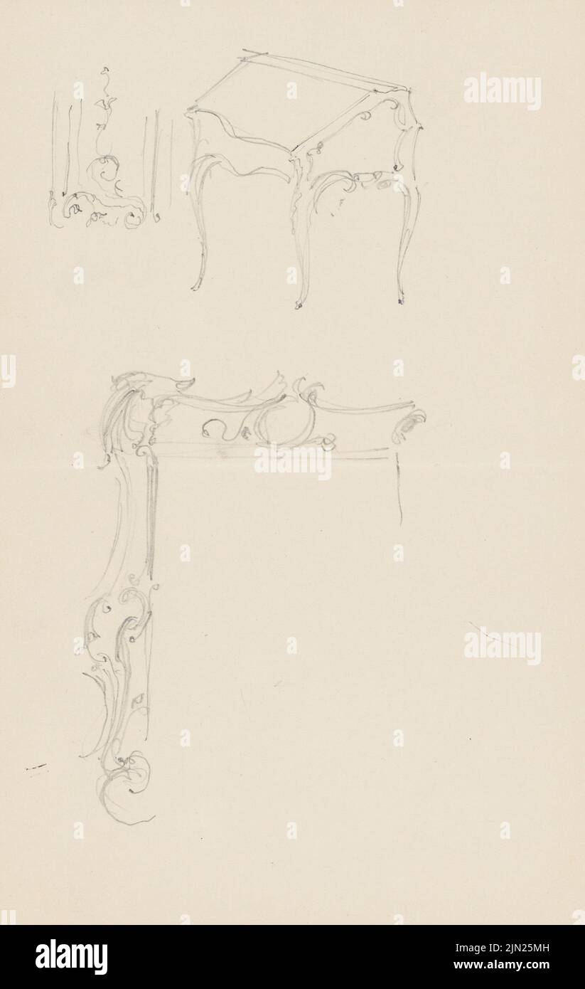 Persius Reinhold (1835-1912), bureau, cadre: Détails. Crayon sur papier, 21,9 x 13,9 cm (y compris les bords de numérisation) Banque D'Images