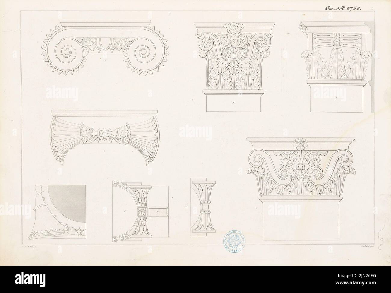 Boetticher Carl (1806-1889), »Tectonics of the Hellenen« (table band, édition 2nd Berlin 1874): Tafel 31. Stahlstich sur papier, 30,1 x 44,1 cm (y compris les bords de numérisation) Banque D'Images