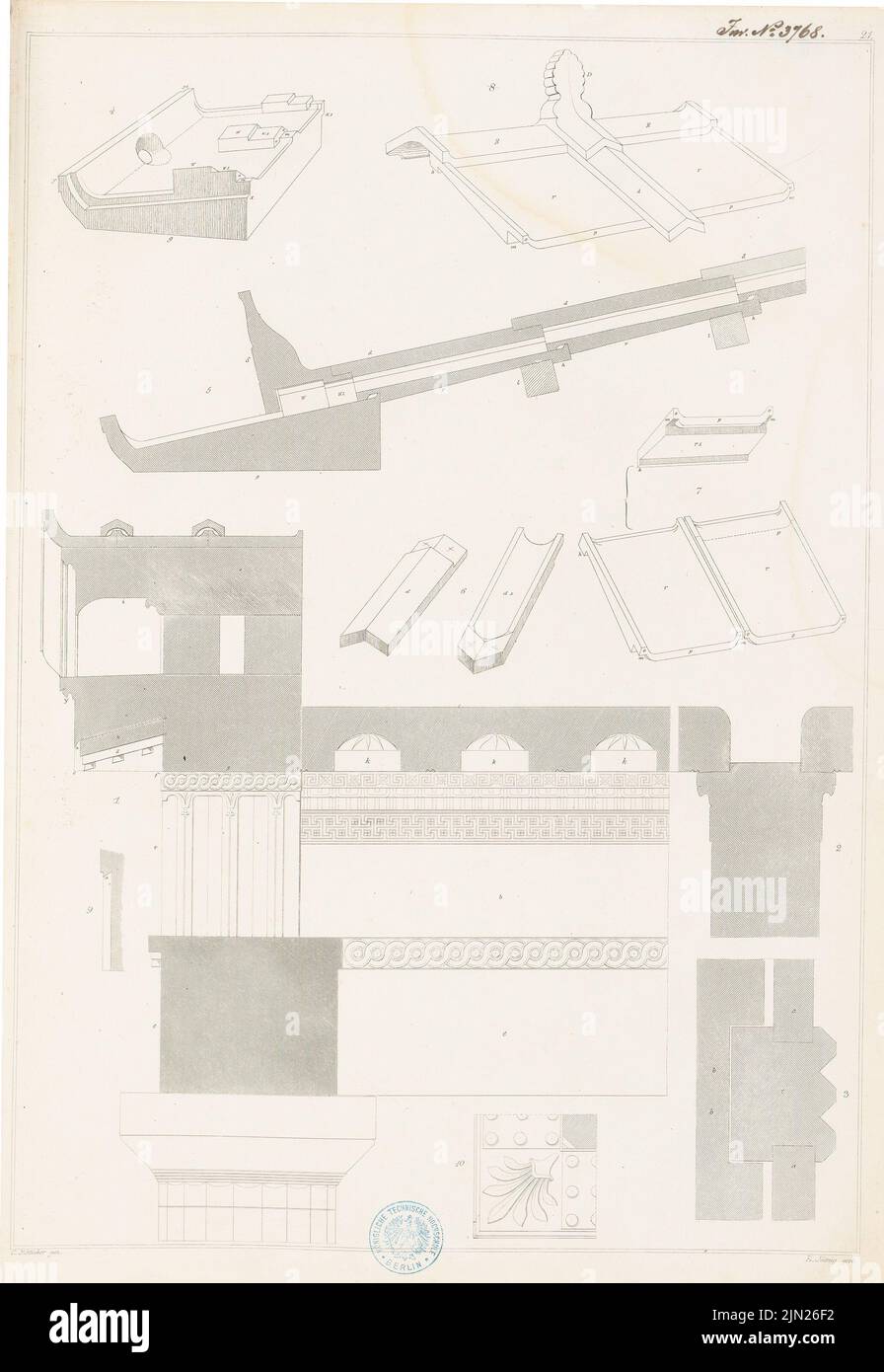 Boetticher Carl (1806-1889), »Tectonics of the Hellenen« (table band, édition 2nd Berlin 1874): Tafel 21. Stahlstich sur papier, 43,8 x 30,2 cm (y compris les bords de numérisation) Banque D'Images