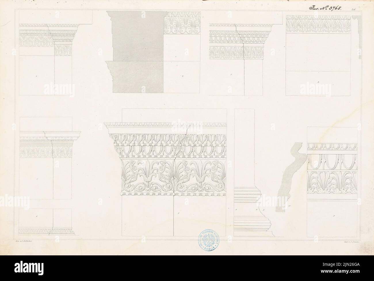 Boetticher Carl (1806-1889), »Tectonics of the Hellenen« (table band, édition 2nd Berlin 1874): Tafel 36. Gravure en acier sur papier, 30,1 x 44,1 cm (y compris les bords de numérisation) Banque D'Images