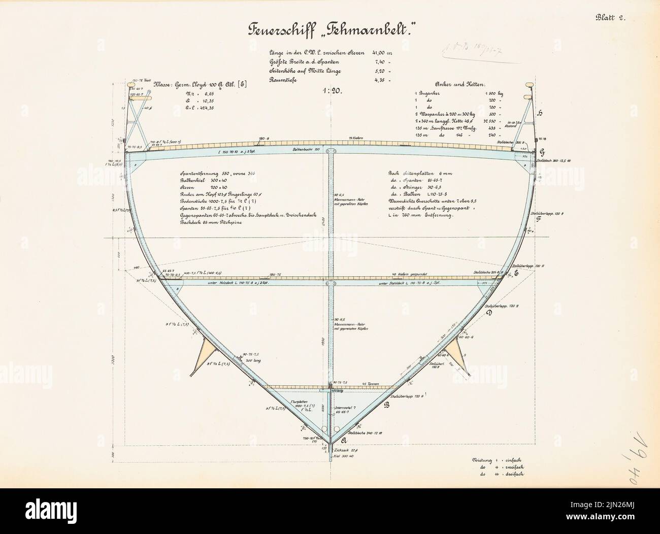 N.N., Fehmarnbelt Fehmarnbelt ': Coupe 1:20. Lithographie colorée sur carton, 42,9 x 57,9 cm (y compris les bords de numérisation) Banque D'Images