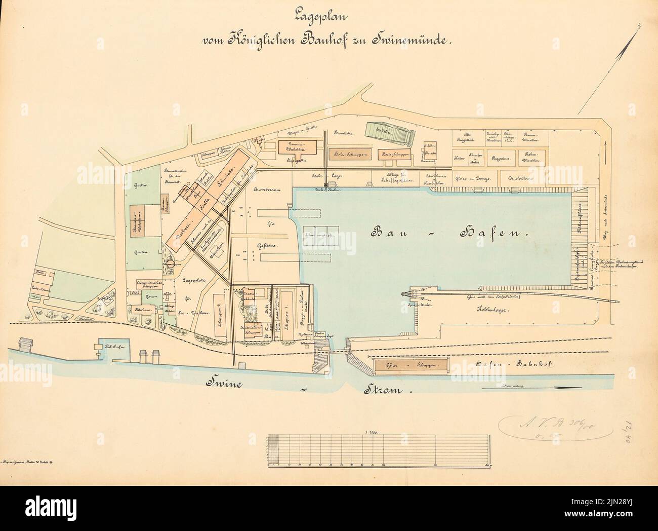 N.N., Hafen-Bauhof, Swinemünde: Contenu du plan N.N. détecté. Lithographie, 45,3 x 61,4 cm (y compris les bords de balayage) Banque D'Images