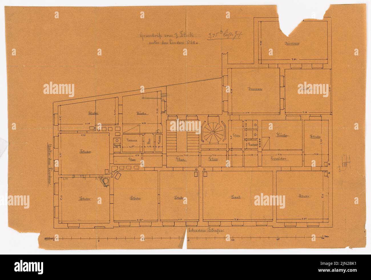 Knoblauch & Wex, Aquarium Unter den Linden, Berlin: 4th Design: Grundriss EG, 1st Floor 1: 500. Crayon sur papier, 42,6 x 62,1 cm (y compris les bords de numérisation) Banque D'Images