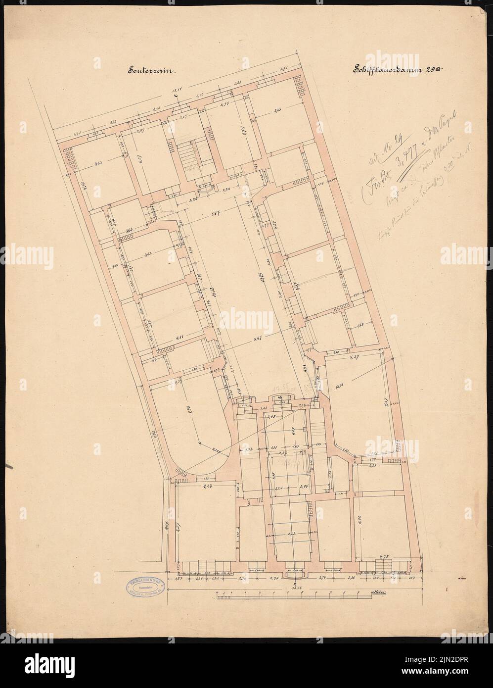 Knoblauch & Wex, Rosenberg, Löwe and Co., Berlin-Mitte : Grundriss KG. Encre, couleur de l'encre, crayon aquarelle sur papier, 67,8 x 52 cm (y compris les bords de numérisation) Banque D'Images