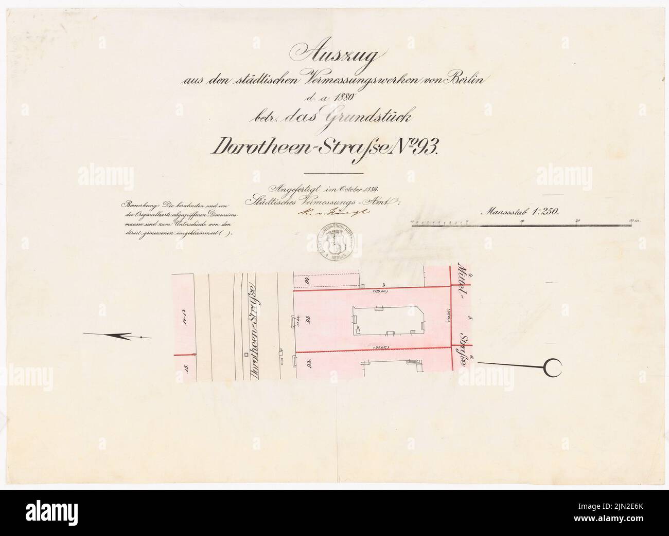 Knoblauch Gustav (1833-1916), immeuble résidentiel Peters, Berlin: Plan du site. Encre, crayon de couleur, feutre sur transparent, 35,8 x 48,8 cm (y compris les bords de numérisation) Banque D'Images