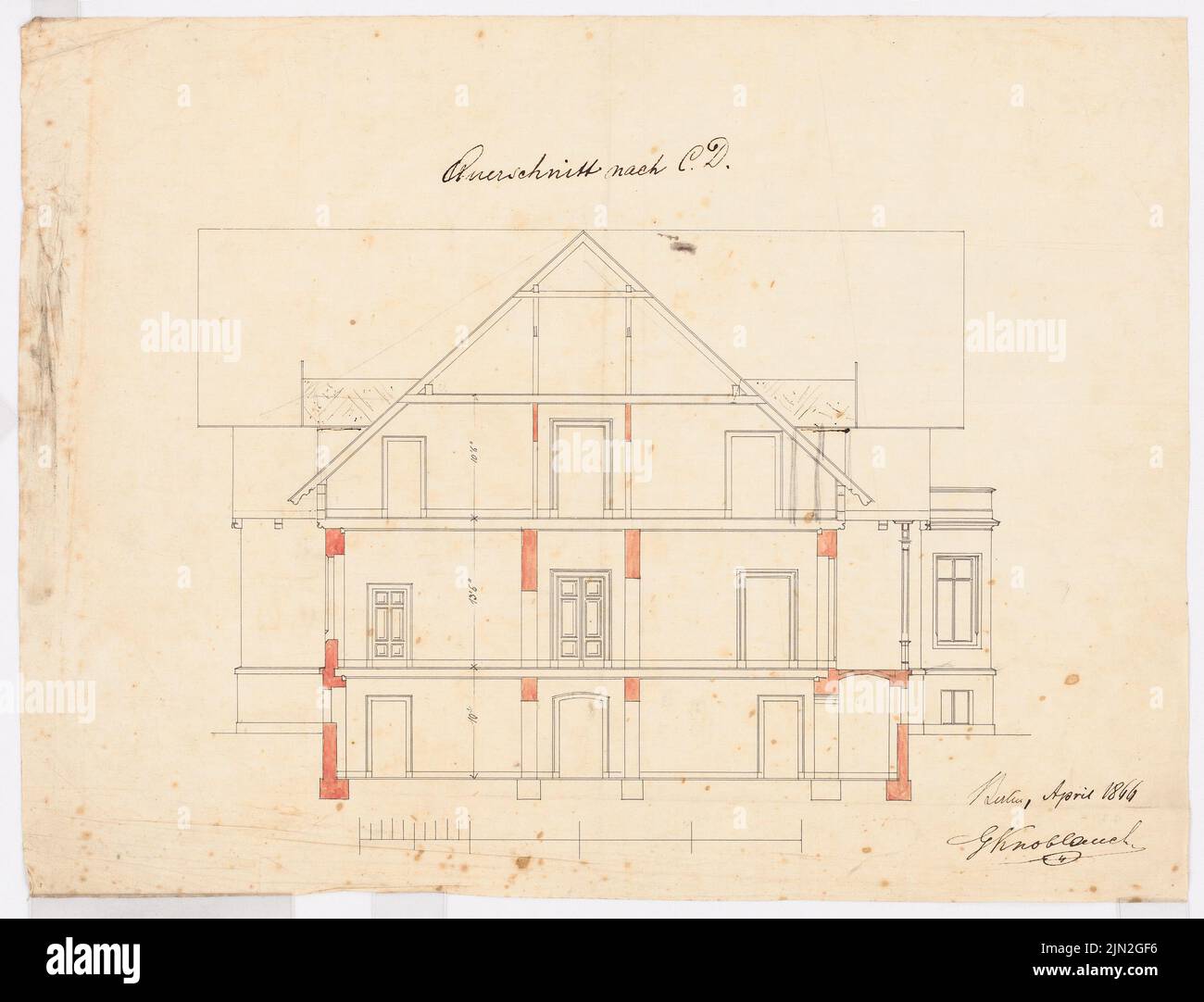 Gustav ail (1833-1916), villa inconnue : Cut CD. Crayon, aquarelle d'encre sur transparent, 43,6 x 57,1 cm (y compris les bords de numérisation) Banque D'Images