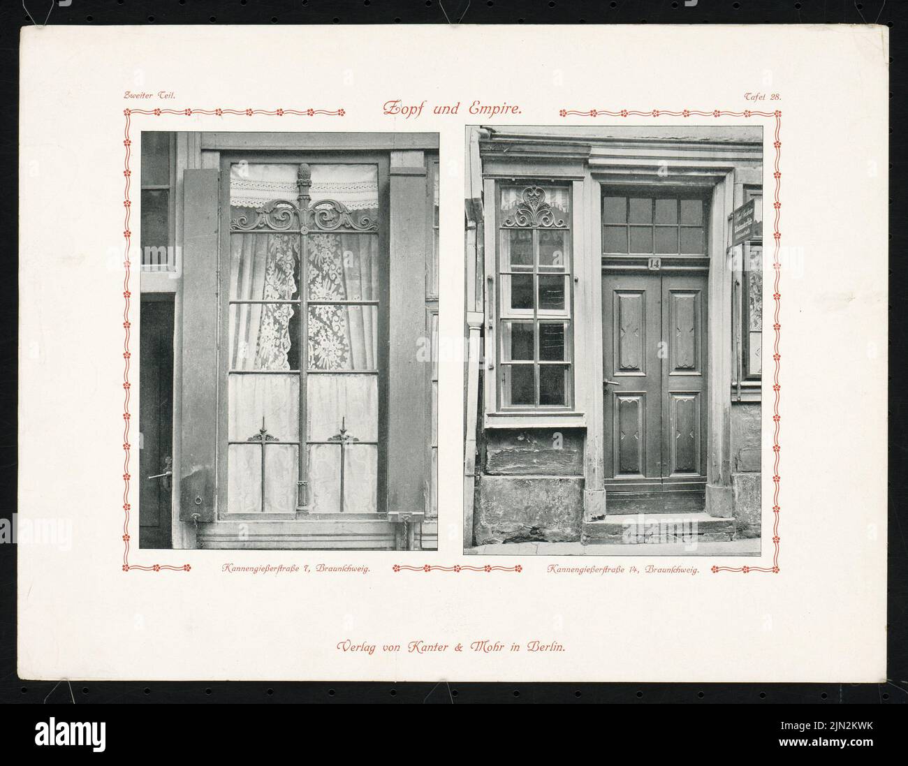 N.N., Frühtünen Kannegießerstraße 7 et 14, Braunschweig. (De: Zopf und Empire, éd. V. Carl Zetzsche, 2nd partie, env. 1910): Vues. Légère pression sur le papier, 27,8 x 35,9 cm (y compris les bords de numérisation) Banque D'Images