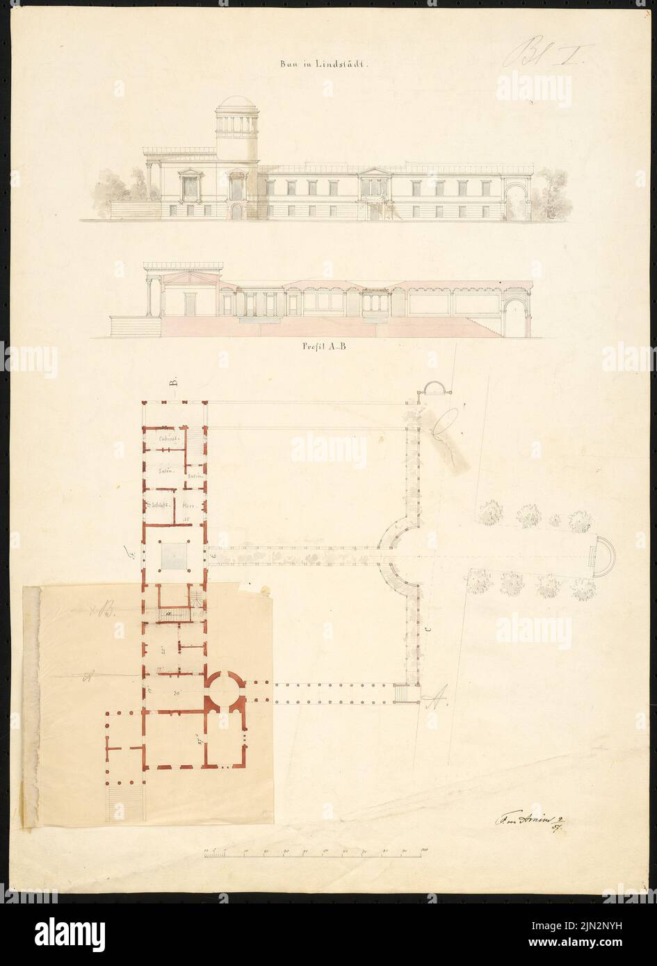 Arnim Ferdinand von (1814-1866) : Château de Lindstedt, Potsdam Banque D'Images